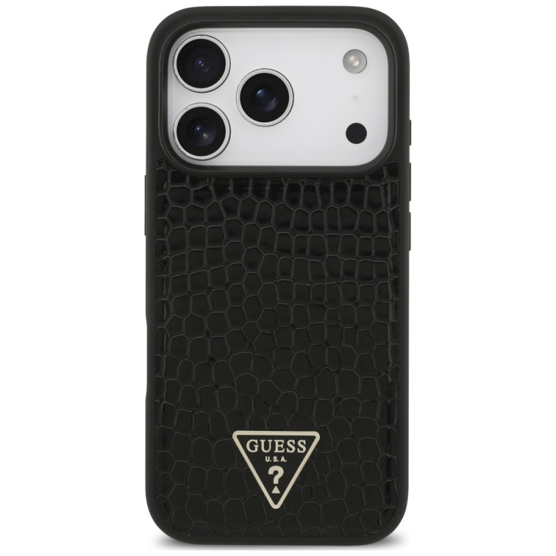 Guess Croco Triangle Logo MagSafe -suojakotelo Apple iPhone 18 Pro / 17 Pro -puhelimelle, musta