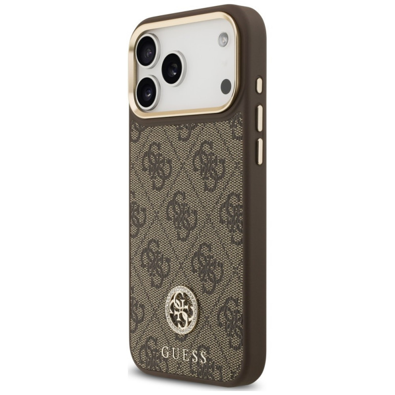 Guess 4G Strass Logo MagSafe -suojakotelo Apple iPhone 18 Pro Max / 17 Pro Max -puhelimelle, ruskea