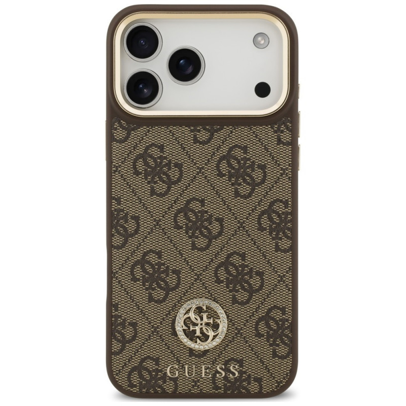 Guess 4G Strass Logo MagSafe -suojakotelo Apple iPhone 18 Pro Max / 17 Pro Max -puhelimelle, ruskea