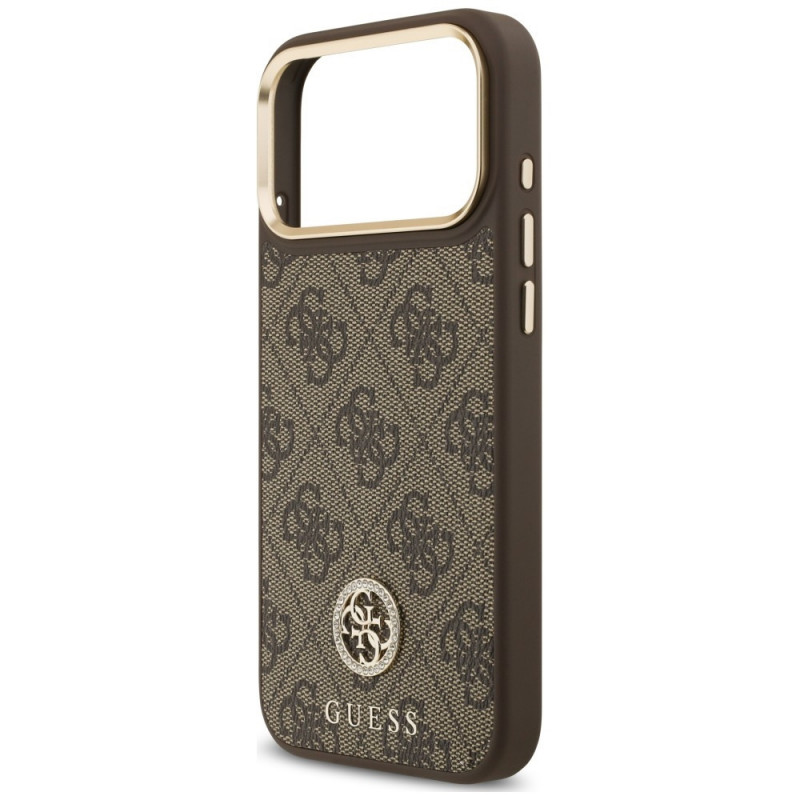 Guess 4G Strass Logo MagSafe -suojakotelo Apple iPhone 18 Pro Max / 17 Pro Max -puhelimelle, ruskea