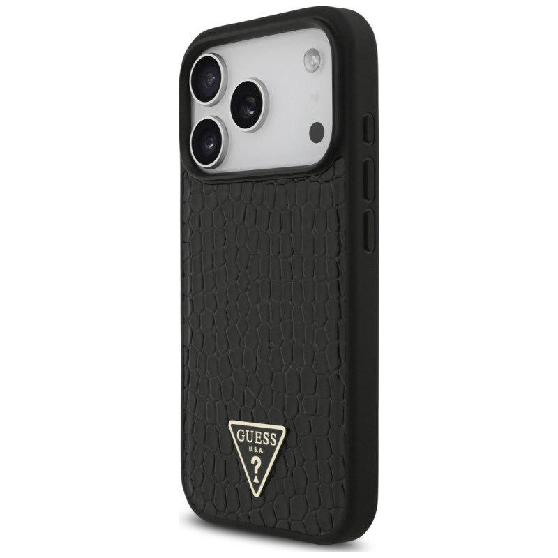 Guess Croco Triangle Logo MagSafe -suojakotelo Apple iPhone 18 Pro Max / 17 Pro Max -puhelimelle, musta