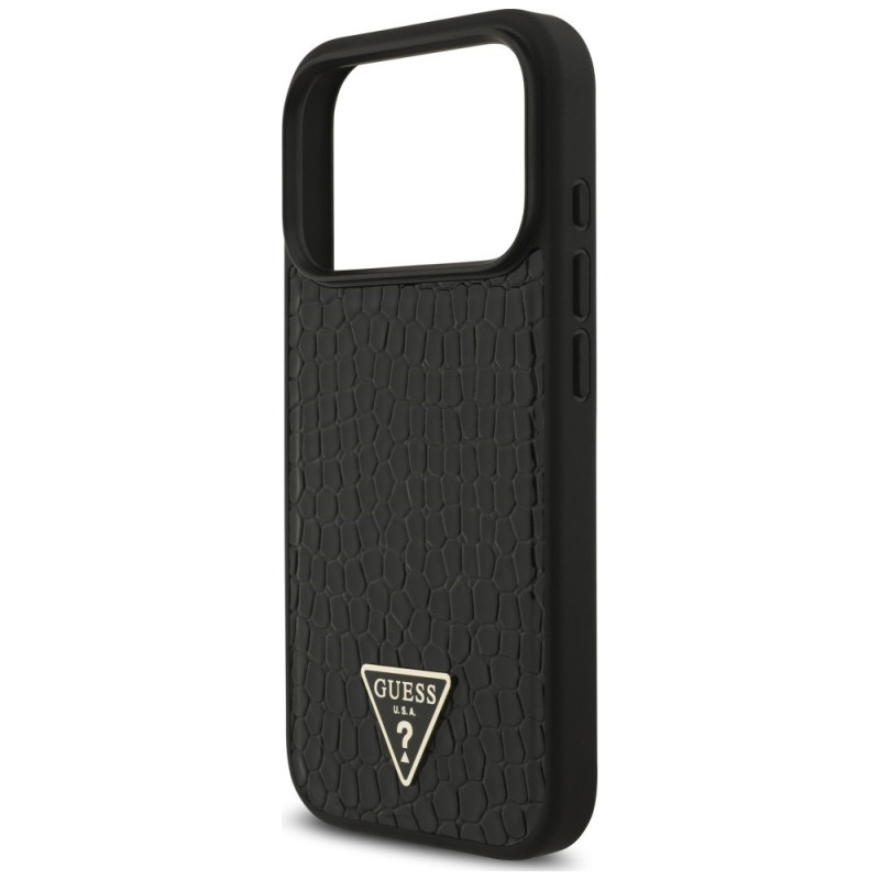 Guess Croco Triangle Logo MagSafe -suojakotelo Apple iPhone 18 Pro Max / 17 Pro Max -puhelimelle, musta