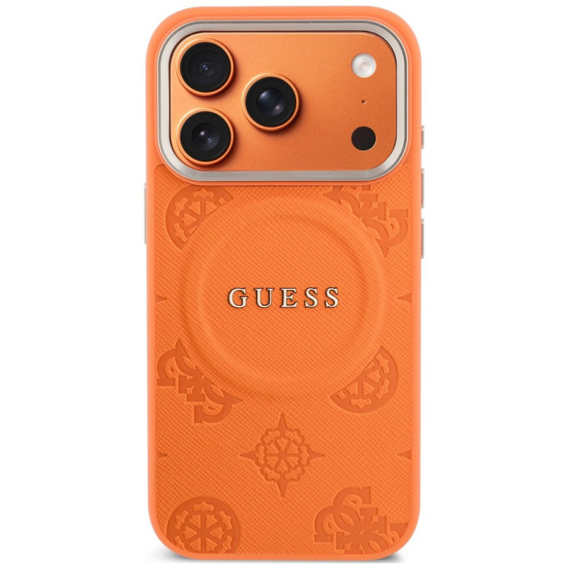 Guess Peony Hot Stamp MagSafe -suojakotelo Apple iPhone 18 Pro Max / 17 Pro Max -puhelimelle, oranssi