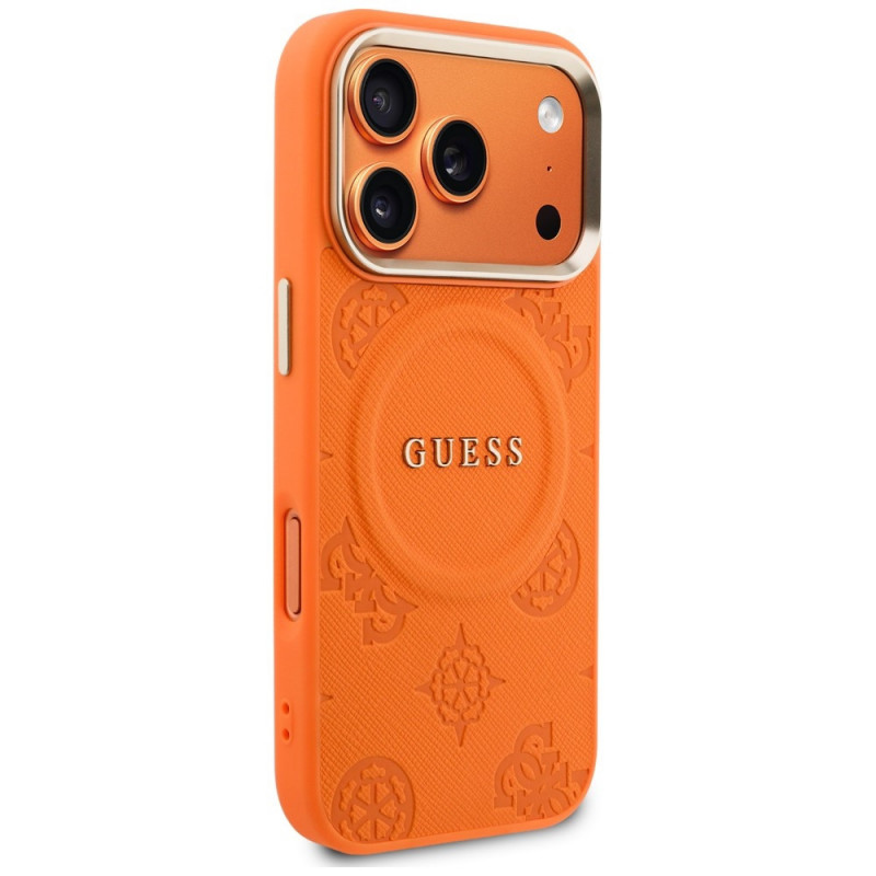 Guess Peony Hot Stamp MagSafe -suojakotelo Apple iPhone 18 Pro Max / 17 Pro Max -puhelimelle, oranssi