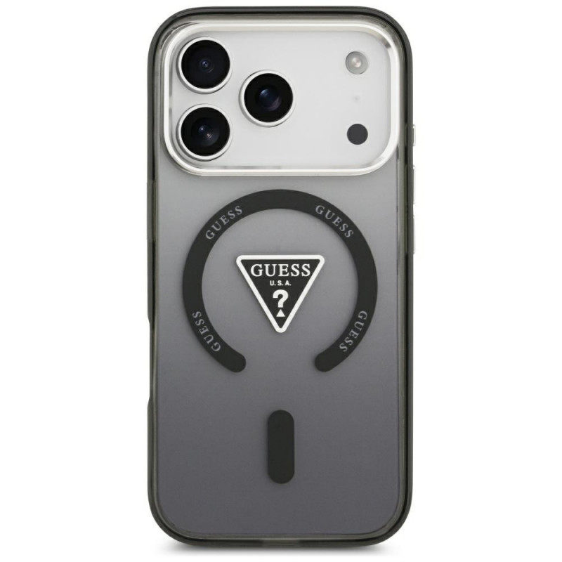 Guess IML Gradient Triangle Logo MagSafe -suojakotelo Apple iPhone 18 Pro Max / 17 Pro Max -puhelimelle, musta