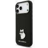 Karl Lagerfeld silikoninen Choupette Metal Pin -suojakotelo Apple iPhone 18 Pro Max / 17 Pro Max -puhelimelle, musta