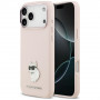 Karl Lagerfeld Silicone Choupette Metal Pin -suojakotelo Apple iPhone 18 Pro Max / 17 Pro Max -puhelimelle, pinkki