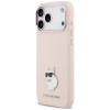 Karl Lagerfeld Silicone Choupette Metal Pin -suojakotelo Apple iPhone 18 Pro Max / 17 Pro Max -puhelimelle, pinkki