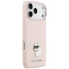 Karl Lagerfeld Silicone Choupette Metal Pin -suojakotelo Apple iPhone 18 Pro Max / 17 Pro Max -puhelimelle, pinkki