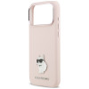 Karl Lagerfeld Silicone Choupette Metal Pin -suojakotelo Apple iPhone 18 Pro Max / 17 Pro Max -puhelimelle, pinkki