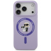 Karl Lagerfeld Silicone Karl&Choupette Ring MagSafe -suojakotelo Apple iPhone 18 Pro / 17 Pro -puhelimelle, violetti