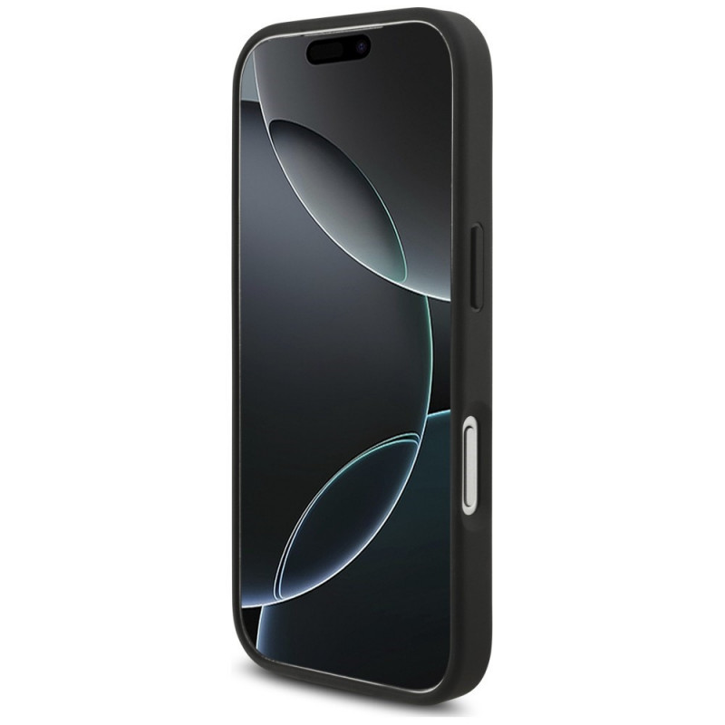 Karl Lagerfeld Saffiano Mono Patch Choupette -kuori Apple iPhone 18 Pro / 17 Pro -puhelimelle, musta