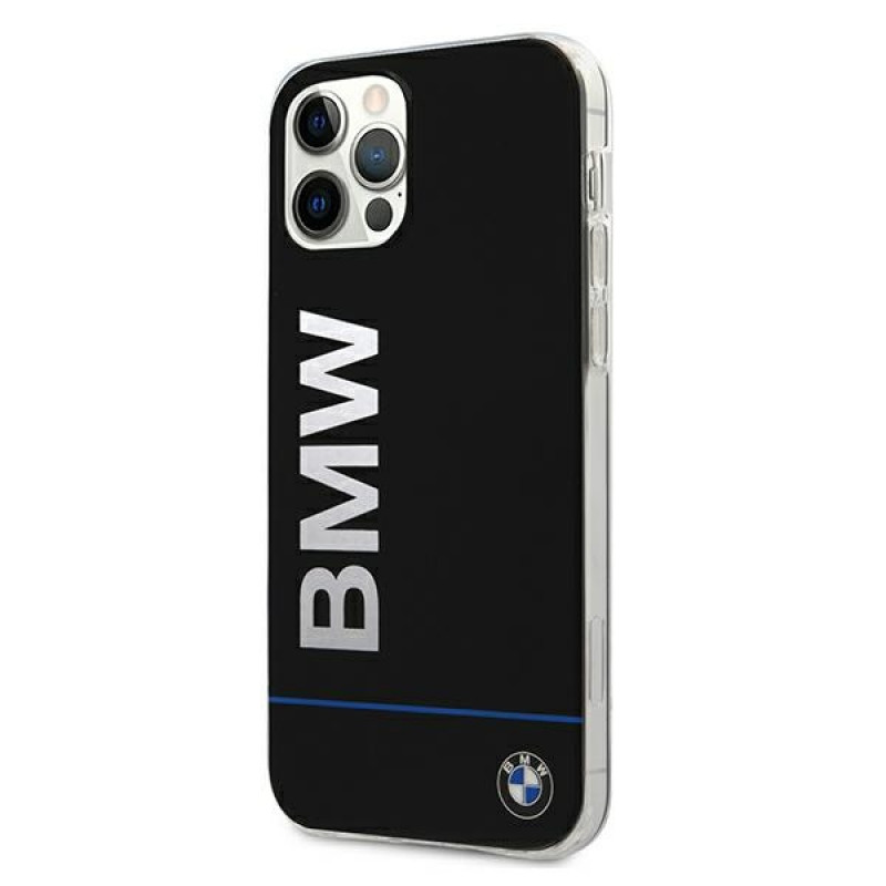 BMW BMHCP12MPCUBBK Signature Printed Logo -kovakotelo Apple iPhone 12 / 12 Pro -puhelimelle, musta