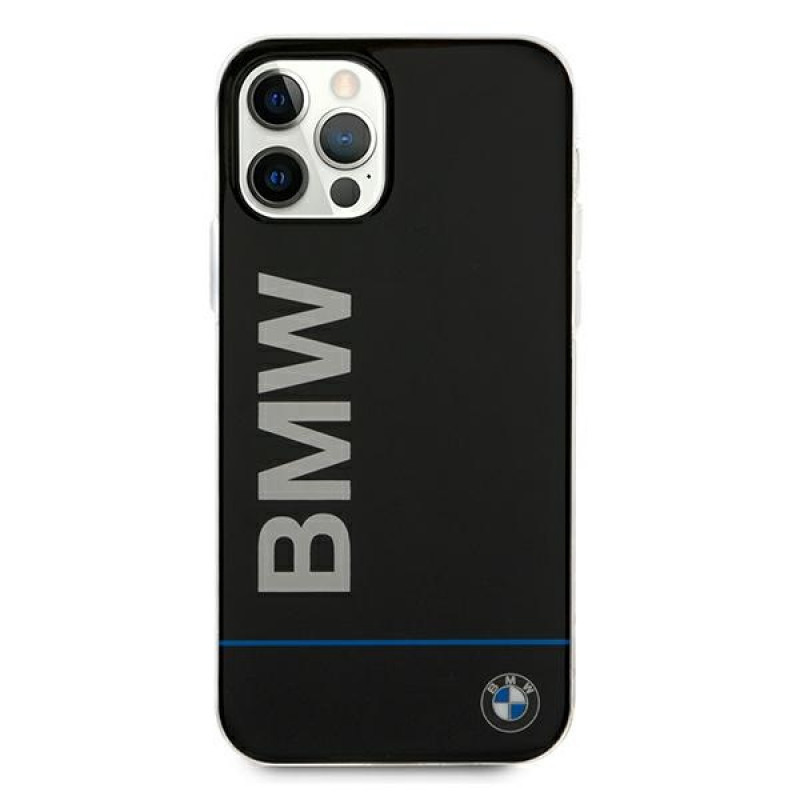 BMW BMHCP12MPCUBBK Signature Printed Logo -kovakotelo Apple iPhone 12 / 12 Pro -puhelimelle, musta