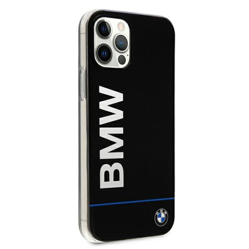 BMW BMHCP12MPCUBBK Signature Printed Logo -kovakotelo Apple iPhone 12 / 12 Pro -puhelimelle, musta