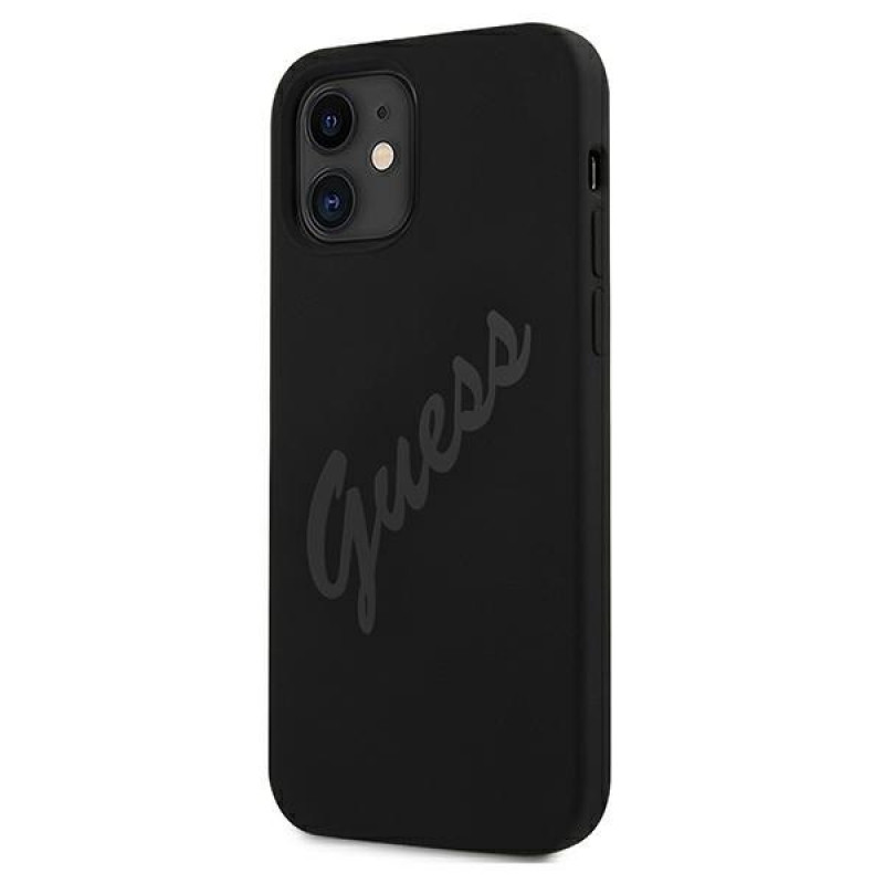 Guess GUHCP12SLSVSBK Script Vintage -kovakuori Apple iPhone 12 mini 5.4 tuuman puhelimelle, musta/musta