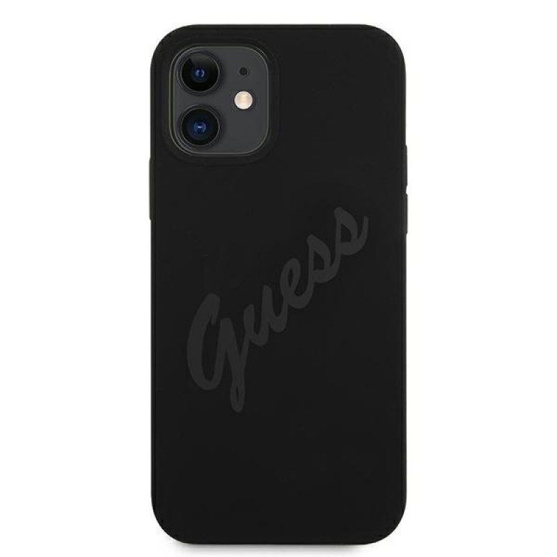 Guess GUHCP12SLSVSBK Script Vintage -kovakuori Apple iPhone 12 mini 5.4 tuuman puhelimelle, musta/musta