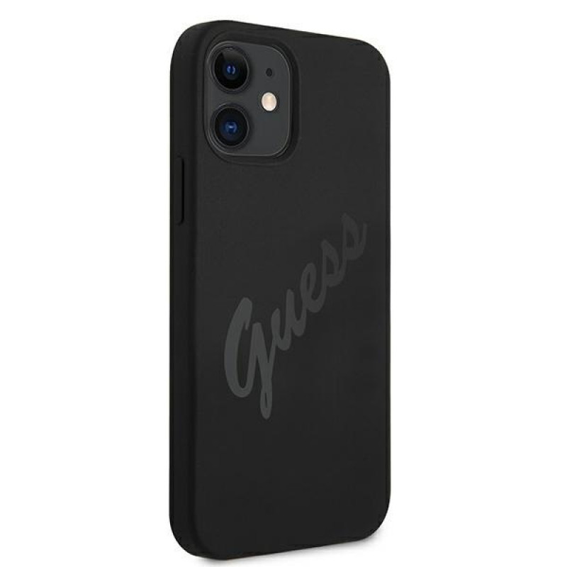 Guess GUHCP12SLSVSBK Script Vintage -kovakuori Apple iPhone 12 mini 5.4 tuuman puhelimelle, musta/musta