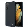BMW BMHCS21MSILNA Silicone Signature -kovakotelo Samsung Galaxy S21+:lle, laivastonsininen