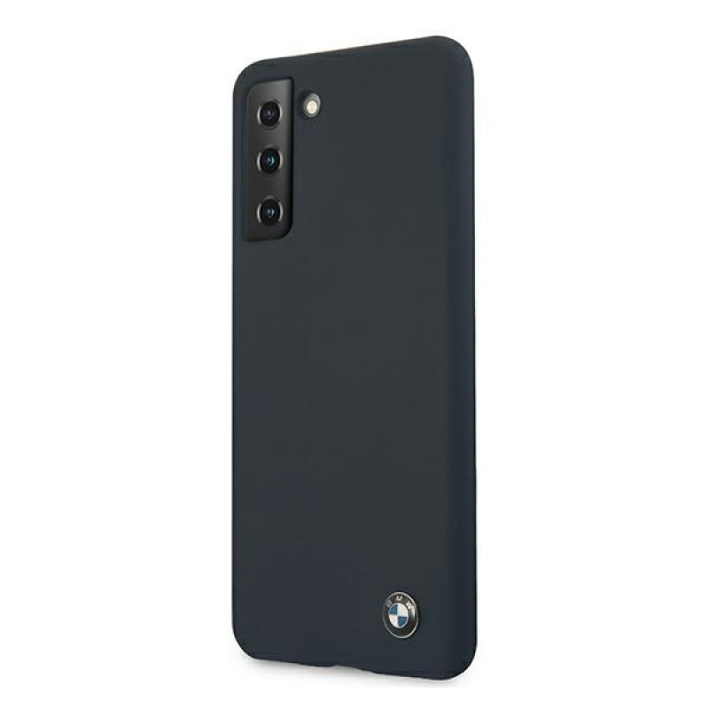 BMW BMHCS21MSILNA Silicone Signature -kovakotelo Samsung Galaxy S21+:lle, laivastonsininen