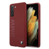 BMW BMHCS21MSLBLRE Silicone Signature Logo -kovakotelo Samsung Galaxy S21+:lle, punainen