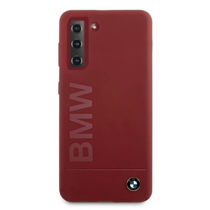 BMW BMHCS21MSLBLRE Silicone Signature Logo -kovakotelo Samsung Galaxy S21+:lle, punainen
