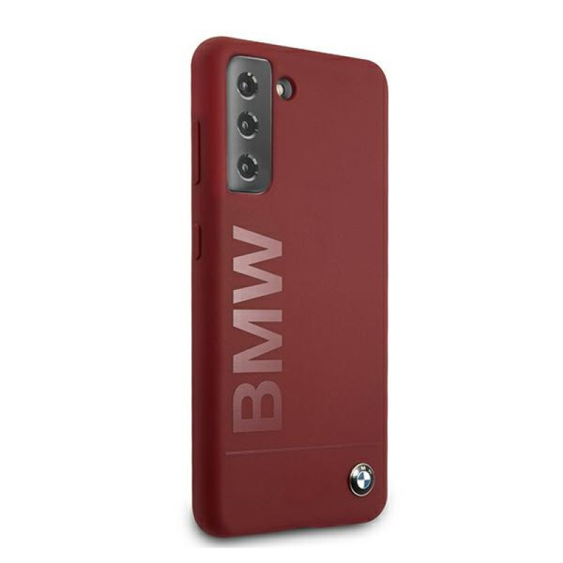 BMW BMHCS21MSLBLRE Silicone Signature Logo -kovakotelo Samsung Galaxy S21+:lle, punainen