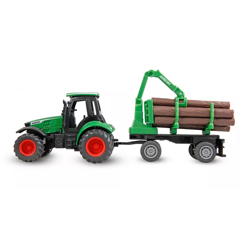 Amewi metallitraktori ja metsäperävaunu, 1:64, RTR, vihreä
