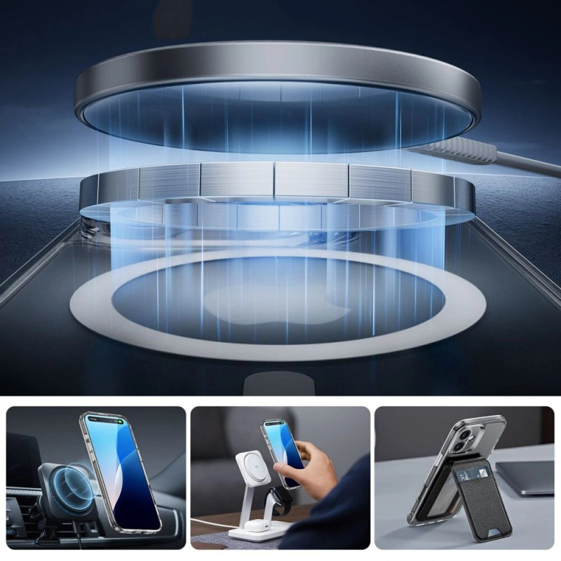ESR Classic Pro Set HaloLock MagSafe -suojakotelo ja karkaistu lasi Apple iPhone 16 -puhelimelle, kirkas