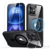 ESR Classic Hybrid Kickstand HaloLock MagSafe -kuori karkaistulla lasilla Apple iPhone 16 -puhelimelle, kirkas/musta