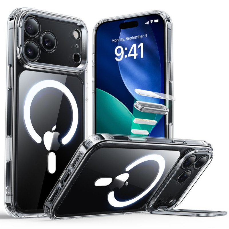 ESR Classic Hybrid Kickstand MagSafe -suojakotelo Apple iPhone 17 Pro Max -puhelimelle, kirkas