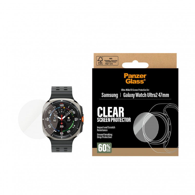 PanzerGlass karkaistu lasinen näytönsuojakalvo Samsung Galaxy Watch Ultra2 47 mm -älykellolle, kirkas