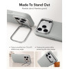 ESR Leather Kickstand MagSafe -nahkakotelo Apple iPhone 17 Pro Max / 18 Pro Max -puhelimelle, harmaa