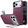 ESR Leather Kickstand MagSafe -nahkakotelo Apple iPhone 17 Pro / 18 Pro -puhelimelle, Deep Burgundy