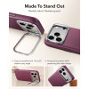 ESR Leather Kickstand MagSafe -nahkakotelo Apple iPhone 17 Pro / 18 Pro -puhelimelle, Deep Burgundy