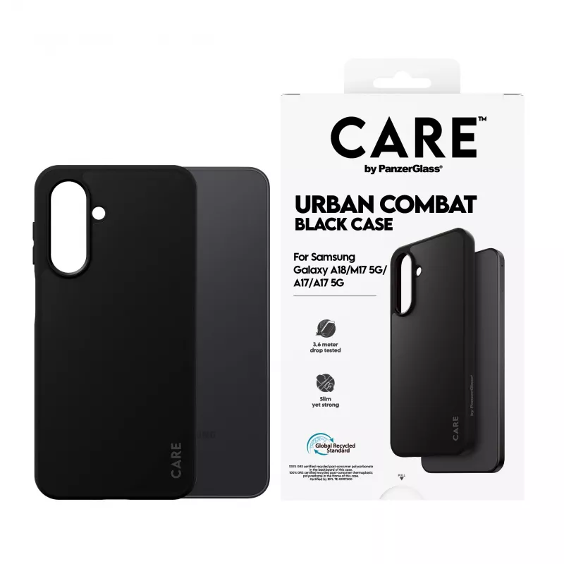 PanzerGlass CARE Urban Combat -suojakotelo Samsung Galaxy A17/A18 -puhelimelle, musta