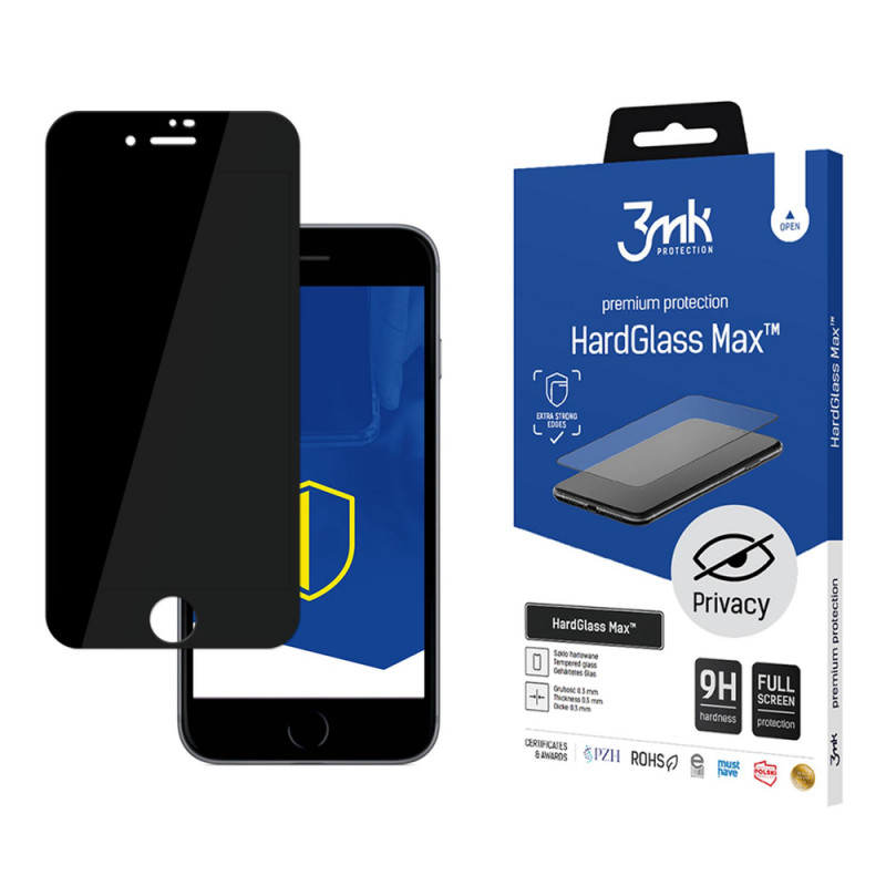 3MK HardGlass Max Privacy karkaistu lasi Apple iPhone 7:lle, musta