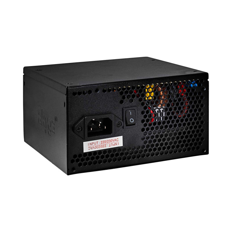 Akyga ATX-virtalähde 500 W AK-C2-500, puolimodulaarinen, P4+4, 2x PCI-E 6+2 Pin, 4x SATA, 2x Molex, 12 cm tuuletin, 80 PLUS