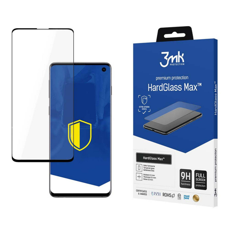 3MK HardGlass Max Sensor-Dot karkaistu lasi Samsung Galaxy S10:lle, musta
