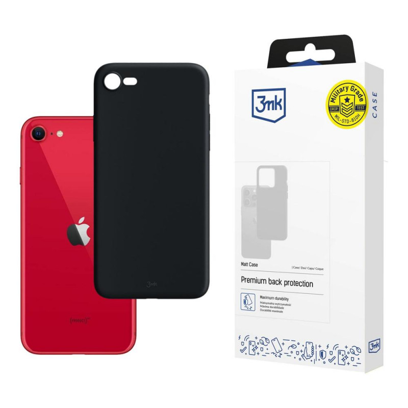 3MK Matt Case 3MK3591BLK suojakotelo Apple iPhone SE 2022/2020 -puhelimelle, musta