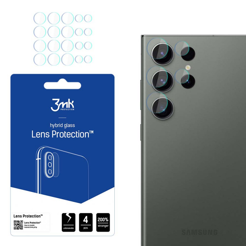 3MK Lens Protect Samsung Galaxy S23 Ultra -kameran linssinsuoja (4 kpl), 3MK4464