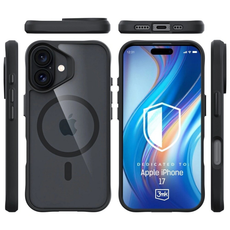 3MK Satin Armor MagCase Apple iPhone 17 -suojakotelo, musta