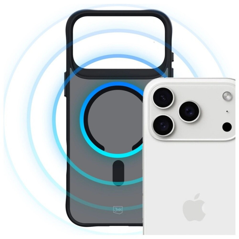 3MK Smoke MagCase -kuori Apple iPhone 17 Pro Max -puhelimelle, musta, puoliläpinäkyvä