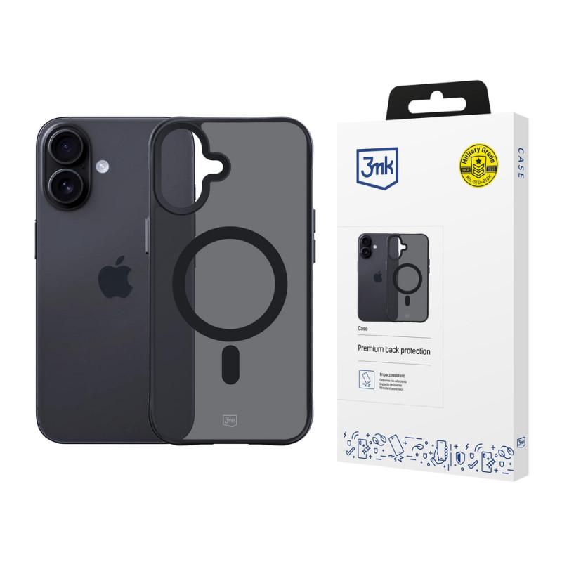 3MK Smoke Matt MagCase -kuori Apple iPhone 17:lle, musta