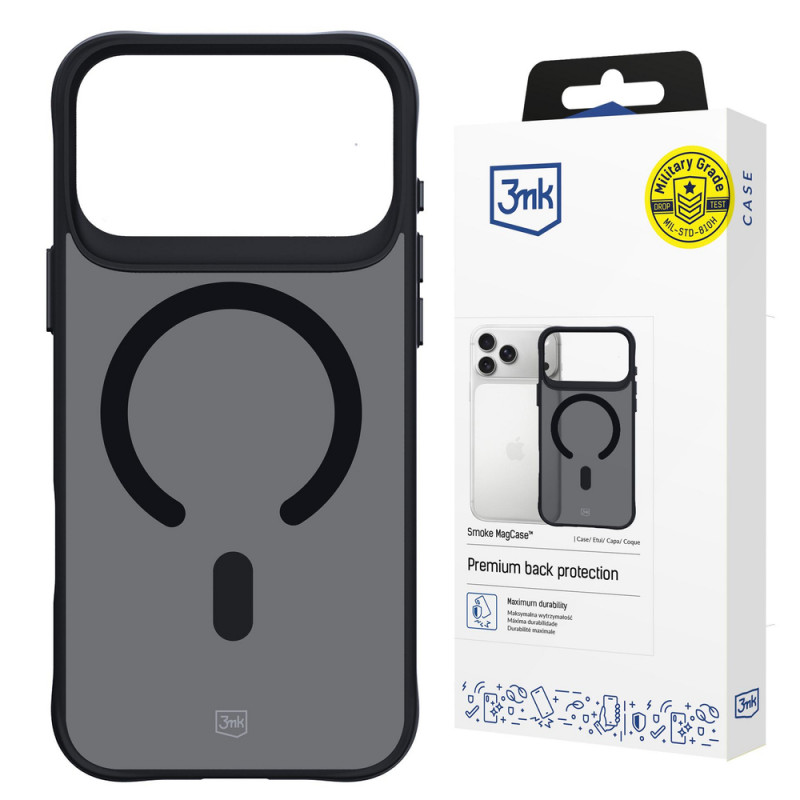 3MK Smoke Matt MagCase -suojakotelo Apple iPhone 17 Pro -puhelimelle, musta