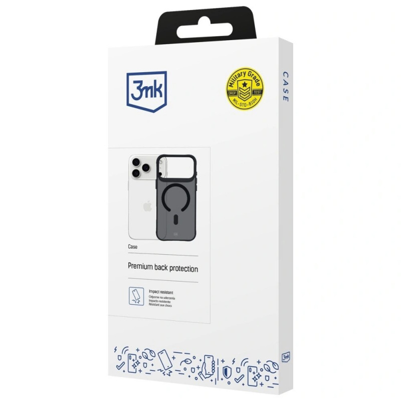 3MK Smoke Matt MagCase -suojakotelo Apple iPhone 17 Pro -puhelimelle, musta