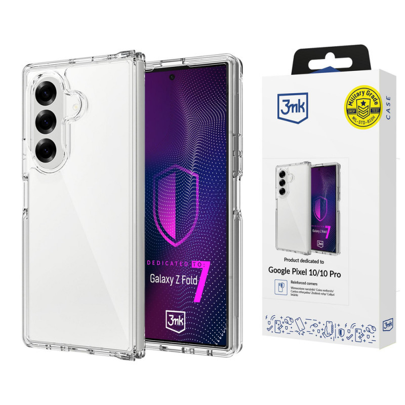 3MK Armor Case suojakotelo Samsung Galaxy Z Fold 7 -puhelimelle, läpinäkyvä