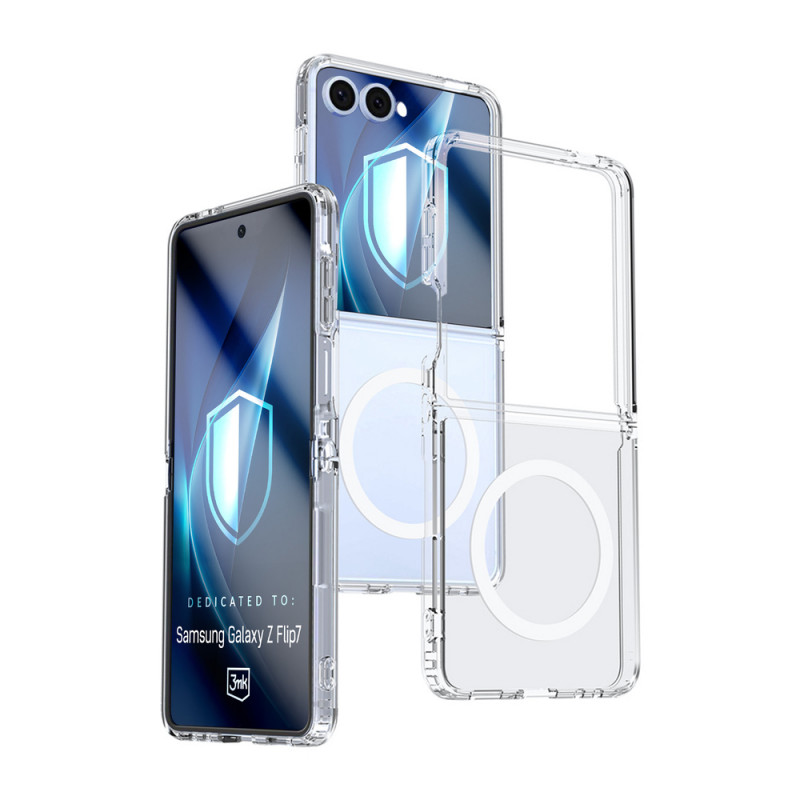 3MK Armor MagCase suojakotelo Samsung Galaxy Z Flip7 -puhelimelle, läpinäkyvä