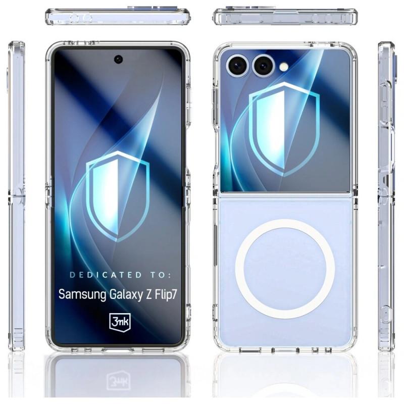 3MK Armor MagCase suojakotelo Samsung Galaxy Z Flip7 -puhelimelle, läpinäkyvä