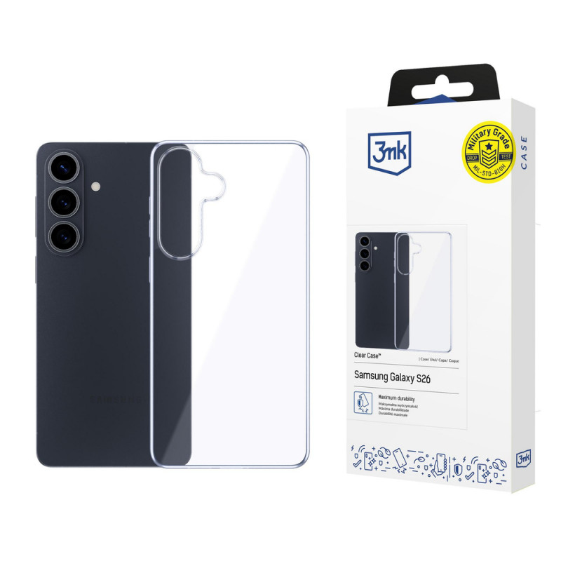 3MK Clear Case -suojakuori Samsung Galaxy S26 -puhelimeen, läpinäkyvä